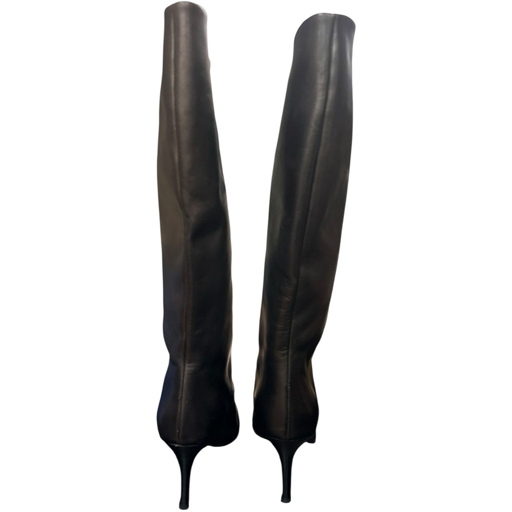 Ralph Lauren Collection Italian Black Leather Tall Knee High Boots Sz 7 - Picture 3 of 6